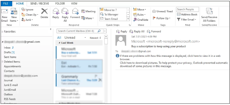 File tab option  