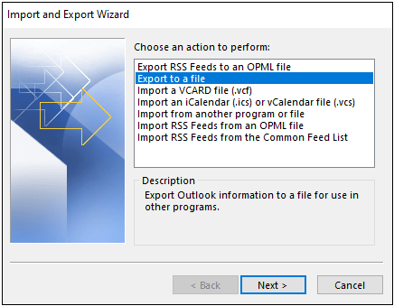 Export file option 