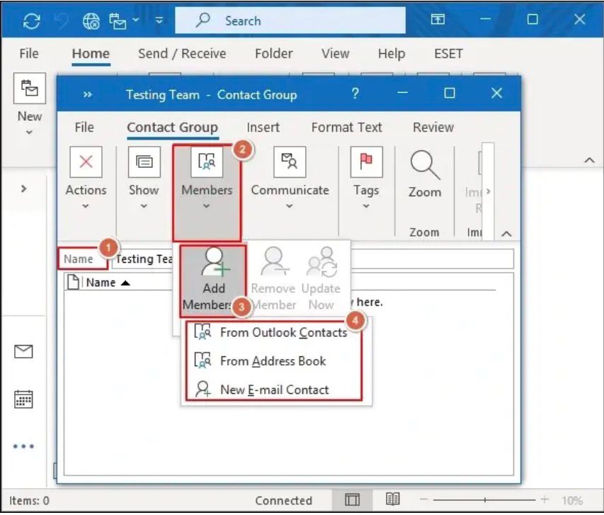 create a new email contact