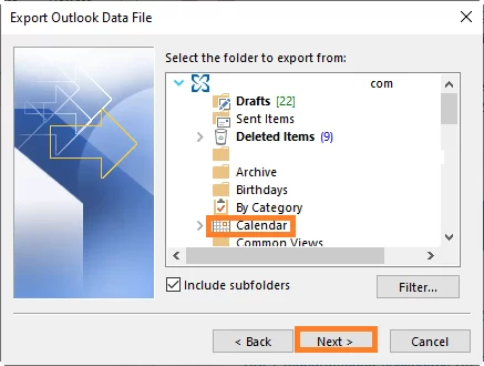 choose Calendar