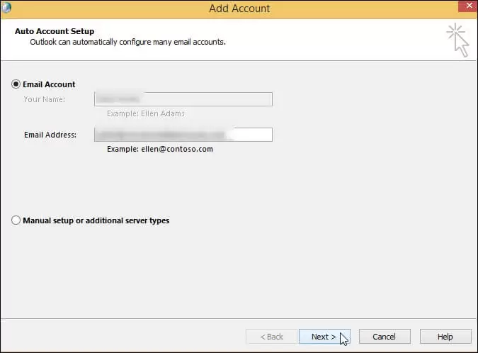 prompts to add your email account