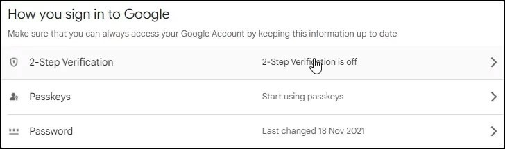 Gmail's two-step verification