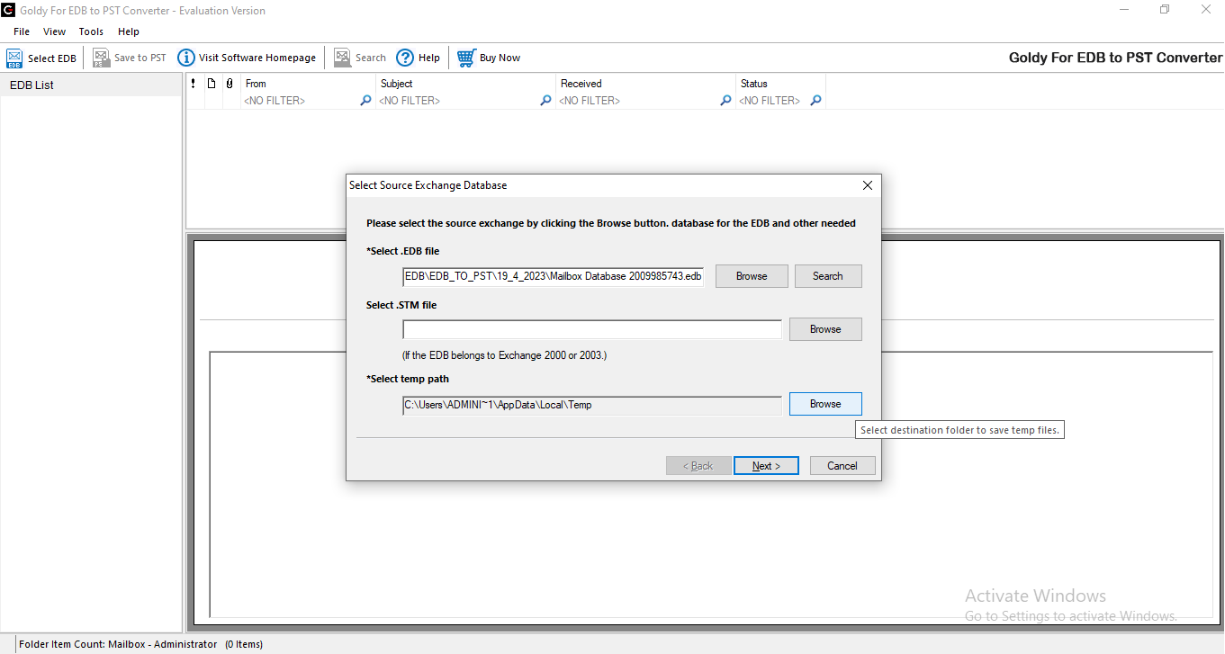 Exchange server contacts
