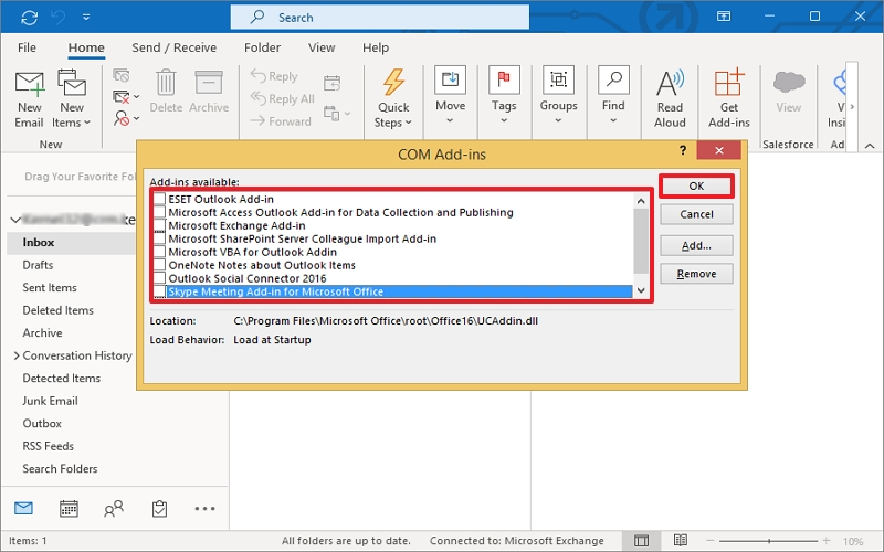 Restart Outlook